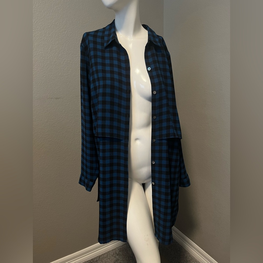 J. JILL Women’s Blue/ Black Checkered Classic Button Up Shirt Dress Size M - Picture 5 of 15